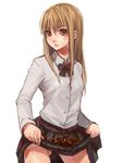  ayase_chihaya bad_id bad_pixiv_id bow bowtie brown_eyes brown_hair chihayafuru school_uniform skirt skirt_basket solo umeboshitora 