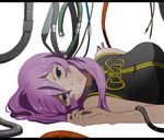  bad_id bad_pixiv_id bare_shoulders blue_eyes cable letterboxed long_hair lying megurine_luka nail_polish on_side purple_hair solo todoroki_suyoshi vocaloid 