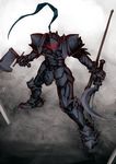  armor axe berserker_(fate/zero) fate/zero fate_(series) helmet male_focus purutoppu_(toranohige) sickle solo weapon 
