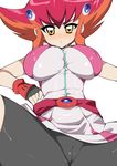  artist_request belt bike_shorts blush breasts hair_ornament kouzuki_anna kozuki_anna_(yugioh_zexal) large_breasts multicolored_hair orange_hair pink_hair solo utility_belt yu-gi-oh! yuu-gi-ou_zexal 