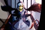  bad_id bad_pixiv_id black_wings feathers red_eyes rozen_maiden sai_(artist) silver_hair solo suigintou suitcase wings 