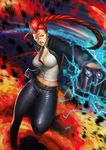  between_breasts breasts cleavage crimson_viper electricity large_breasts midriff motion_blur necktie necktie_between_breasts nudtawut_thongmai punching solo street_fighter street_fighter_iv_(series) sunglasses 
