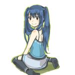  blue_hair erinan fairy_tail no_shoes sitting smile solo thighhighs twintails wariza wendy_marvell 