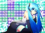  aqua_eyes aqua_hair bad_id bad_pixiv_id detached_sleeves hatsune_miku highres long_hair sakutyoko skirt solo thighhighs twintails very_long_hair vocaloid 