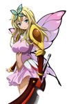  absurdres blonde_hair blue_eyes boku_wa_tomodachi_ga_sukunai breasts bug butterfly butterfly_hair_ornament butterfly_wings hair_ornament highres insect kashiwazaki_sena large_breasts long_hair non-web_source solo sword transparent_background vector_trace weapon wings 