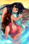  avatar:_the_last_airbender avatar_(series) azula black_hair breasts brown_hair cleavage long_hair medium_breasts multiple_girls nickelodeon partially_submerged rock signature tida_kietsungden ty_lee water wet wet_clothes yuri 