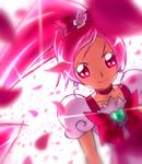  bow chikuyama choker cure_blossom face hanasaki_tsubomi heartcatch_precure! magical_girl petals pink pink_bow pink_choker pink_eyes pink_hair ponytail precure solo 