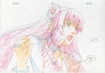  artist_request color_trace earrings flower highres jewelry long_hair macross macross_frontier macross_frontier:_itsuwari_no_utahime necklace pendant production_art ring sheryl_nome sketch solo 