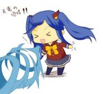  &gt;_&lt; alumis bad_id bad_pixiv_id blowing chibi closed_eyes fairy_tail magic open_mouth skirt solo thighhighs translated twintails wendy_marvell wind 