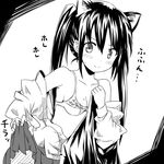  animal_ears bare_shoulders blush bra cat_ears come_hither greyscale k-on! lingerie long_hair monochrome nakano_azusa skirt skirt_lift smile solo teasing translated twintails underwear undressing wata 