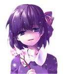  bow branch cherry_blossoms child fate/zero fate_(series) hair_bow lowres matou_sakura object_namesake open_mouth purple_hair scr.e short_hair smile solo younger 