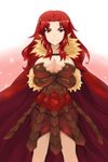  armor armored_dress breasts butter-t cleavage crossed_arms fate/zero fate_(series) faulds genderswap genderswap_(mtf) huge_breasts long_hair red_eyes red_hair rider_(fate/zero) vambraces 