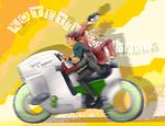  bad_id bad_pixiv_id barnaby_brooks_jr belt blonde_hair boots brown_eyes brown_hair cabbie_hat facial_hair glasses green_eyes ground_vehicle hat hat_removed headwear_removed holding holding_hat jacket kaburagi_t_kotetsu male_focus motion_blur motor_vehicle motorcycle multiple_boys necktie red_jacket stubble tiger_&amp;_bunny vest waistcoat wille_macht 