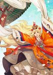  blonde_hair blue_eyes flower frills gathers hair_flower hair_ornament hanbok hwalot korean_clothes long_hair nayoung_wooh petals seeu solo very_long_hair vocaloid wind 