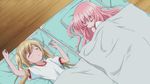  2girls blonde_hair cap child eyes_closed futon hakamada_hinata hat highres long_hair misawa_maho multiple_girls pink_hair ro-kyu-bu! rou-kyuu-bu! sleeping twintails 