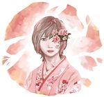  flower japanese_clothes kimono meiko pink pooo portrait realistic solo vocaloid 