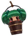  atyuto bad_id bad_pixiv_id blush_stickers bow bucket chibi green_eyes green_hair hair_bow in_bucket in_container kisume solo touhou transparent_background twintails wooden_bucket 