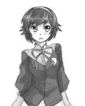  blush_stickers greyscale hairband kami_nomi_zo_shiru_sekai monochrome pas_(paxiti) ribbon school_uniform short_hair sketch solo takahara_ayumi 