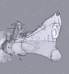  drawfag flying military military_vehicle monochrome no_humans ship space space_craft star uchuu_senkan_yamato warship watercraft yamato_(uchuu_senkan_yamato) 
