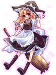  bad_id bad_pixiv_id blonde_hair braid broom hat kirisame_marisa kosuzume red_eyes side_braid solo touhou witch_hat 