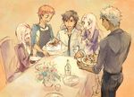  3boys apron archer birthday black_hair cake dark_skin emiya_kiritsugu emiya_shirou facial_hair family fate/stay_night fate/zero fate_(series) food gif365 good_end illyasviel_von_einzbern irisviel_von_einzbern multiple_boys multiple_girls necktie stubble time_paradox white_hair 