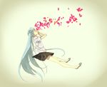 aqua_eyes aqua_hair blood hatsune_miku highres long_hair nosebleed petals pun skirt solo tomaeda_(bravered) very_long_hair vocaloid 