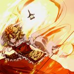  blonde_hair eyebrows hair_ornament iroyopon multicolored_hair short_hair smile solo thick_eyebrows toramaru_shou touhou two-tone_hair yellow_eyes 