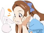  brown_hair bunny dress face hairband hands_on_own_face idolmaster idolmaster_(classic) idolmaster_2 long_hair minase_iori open_mouth red_eyes simple_background smile umanosuke white_background 