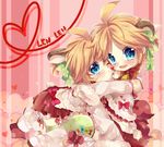  bad_id bad_pixiv_id blonde_hair bloomers blue_eyes crossdressing dress dual_persona hair_ribbon heart hug kagamine_len male_focus multiple_boys open_mouth otoko_no_ko ribbon smile touyama_soboro underwear vocaloid 