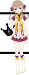  1boy absurdres akaimo_satsuma boots bow brown_hair crossdressing crown dress fang goma_(11zihisin) hair_bow highres long_hair male male_focus open_mouth original red_eyes ribbon satsuma_(goma) skirt smile solo trap twintails 