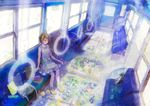  bad_id bad_pixiv_id bag bird blonde_hair book fish flower grass neyagi original penguin sitting solo train_interior vanishing_point yellow_eyes 