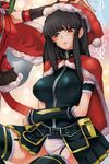  artist_request beatmania beatmania_iidx black_hair blush hinazuki_ririna lilith_(beatmania_iidx) panties panty_shot pantyshot santa santa_costume sitting taishi_(artist) underwear 