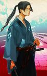  bad_id bad_pixiv_id black_hair glasses japanese_clothes jinnosuke katana kimono male_focus mushiba_natta ponytail samurai_champloo solo sword weapon 