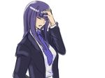  blue_hair closed_eyes drawfag facepalm formal frederica_bernkastel furude_rika higurashi_no_naku_koro_ni long_hair necktie older portrait purple_hair shirt solo suit 