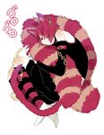  :3 animal_ears bad_id bad_pixiv_id boris_airay cat_ears cat_tail chain closed_eyes detached_sleeves ear_piercing earrings feather_boa fingernails hair_over_one_eye heart_no_kuni_no_alice jewelry kneehighs lying male_focus on_side piercing pink_hair pink_legwear shorts simple_background sketch sleeping solo striped striped_legwear tail tattoo use_(xxx5) white_background 