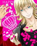  bad_id bad_pixiv_id barnaby_brooks_jr birthday blonde_hair blue_eyes crown gaika glasses jacket jewelry male_focus necklace petals red_jacket solo tiger_&amp;_bunny 
