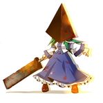  blood bloody_clothes detached_sleeves great_knife green_hair honehone kochiya_sanae pyramid_head silent_hill snake solo touhou 