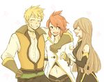  2boys bad_id bad_pixiv_id blonde_hair brown_hair choker gloves green_choker green_eyes grin guy_cecil hand_on_hip long_hair luke_fon_fabre multiple_boys red_hair smile tales_of_(series) tales_of_the_abyss tear_grants 