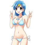  bad_id bad_pixiv_id bikini blue_hair blush breasts brown_eyes cleavage double_v earrings hair_ornament hairclip houshou_hanon jewelry medium_breasts mermaid_melody_pichi_pichi_pitch miru navel necklace open_mouth short_hair side-tie_bikini smile solo swimsuit v 