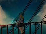  aqua_hair blue_eyes hatsune_miku highres irena long_hair scarf skirt sky solo twintails vocaloid wind 