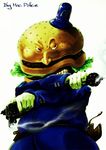  dual_wielding food gun hamburger hat mcdonald's mcdonalds mictlan-tecuhtli nurikabe_(mictlan-tecuhtli) police revolver simple_background weapon 