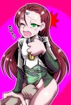  blush bottomless fingering genderswap green_eye green_eyes lucciano red_hair saliva thighs wince yu-gi-oh! yu-gi-oh!_5d&#039;s yuu-gi-ou_5d's 