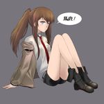  full_body grey_background highres kikumaru_bunta long_hair long_legs makise_kurisu no_legwear shorts simple_background solo steins;gate 