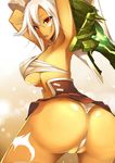  armpits ass breasts broken broken_sword broken_weapon cameltoe dean highres large_breasts league_of_legends looking_back open_mouth panties partially_visible_vulva red_eyes riven_(league_of_legends) short_hair solo sword tan thong twisted_torso underboob underwear weapon wedgie white_hair white_panties 