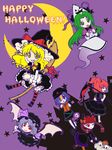  :p animal_ears bat_wings beret blonde_hair blue_eyes blue_hair blush braid broom bug capelet castle cat_ears cat_tail crescent_moon dress fang fly ghost ghost_tail grave green_eyes green_hair hair_bobbles hair_ornament halloween happy_halloween hat highres hitodama insect io_(maryann_blue) jack-o'-lantern jiangshi kaenbyou_rin kirisame_marisa long_hair mima miyako_yoshika moon multiple_girls multiple_tails ofuda onozuka_komachi open_mouth outstretched_arms pantyhose pumpkin purple_background red_eyes red_hair remilia_scarlet ribbon scythe short_hair skirt skull smile star tail thighhighs tongue tongue_out touhou touhou_(pc-98) twin_braids two_side_up wheelbarrow wings witch_hat wizard_hat yellow_eyes zombie_pose 