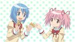  bad_id bad_pixiv_id banned_artist blue_eyes blue_hair bugles eyebrows gonzaburou hair_ribbon kaname_madoka mahou_shoujo_madoka_magica miki_sayaka multiple_girls open_mouth pink_eyes pink_hair ribbon school_uniform short_hair short_twintails smile twintails 