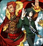  armor beard facial_hair fate/zero fate_(series) green_eyes jirafu male_focus multiple_boys necktie red_eyes red_hair rider_(fate/zero) waver_velvet 