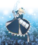  ahoge armor armored_dress artoria_pendragon_(all) bad_id bad_pixiv_id blonde_hair dress fate/stay_night fate_(series) gauntlets hair_ribbon invisible_air musha_sabu ribbon saber solo 