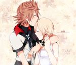  blonde_hair couple duo eyes_closed forehead_kiss karudoll kingdom_hearts kiss kiss_forehead long_hair namine short_hair ventus 