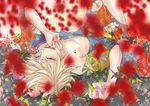  aonotakeru bad_id bad_pixiv_id blonde_hair blurry depth_of_field facial_mark highres ivan_karelin japanese_clothes lying male_focus origami paper_crane purple_eyes solo tiger_&amp;_bunny 